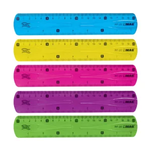 REGLA DE PLASTICO FLEXIBLE 20CMS RF20 ATADO DE 6 PZAS.