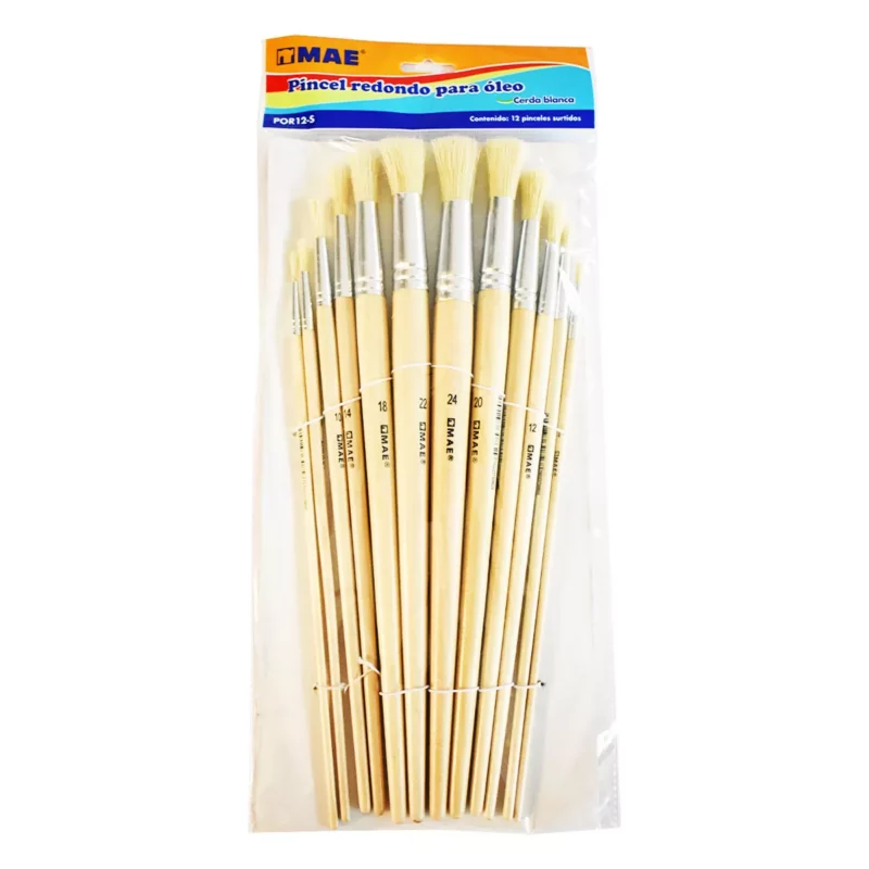 PINCEL PLANO PARA OLEO 12 PIEZAS POP12-S