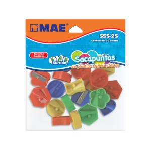 SACAPUNTAS PLASTICO C/25 SSS25 COLORES SOLIDO