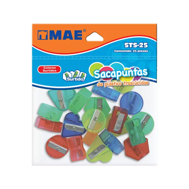 SACAPUNTAS PLASTICO C/25 STS25 TRANSPARENTES
