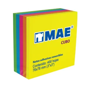 NOTA ADHESIVA 3X3 400HJS NEON 21012 ATADO DE 3 PZAS.