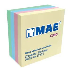 NOTA ADHESIVA 3X3 400HJS PASTEL 21013 ATADO DE 3 PZAS.