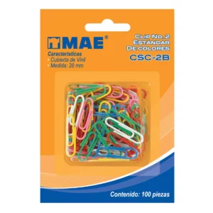 CLIP ESTANDAR NO. 2 COLORES CSC-2B ATADO DE 2 PZAS.