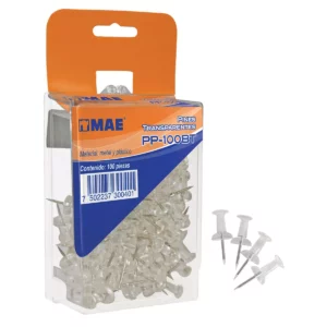 PINES TRANSPARENTE C/100 PP-100T ATADO DE 2 PZAS.