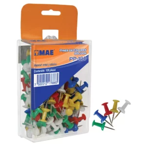 PINES COLORES SOLIDOS C/100 PP-100 ATADO DE 2 PZAS.