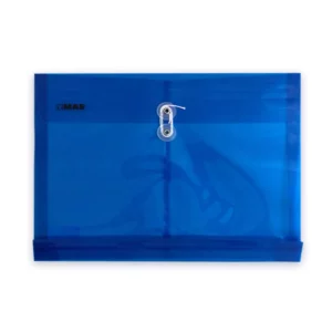 SOBRE OFICIO PLASTICO HORIZONTAL CON HILO SHFH AZUL ATADO DE 12 PZAS.