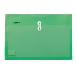 SOBRE OFICIO PLASTICO HORIZONTAL CON HILO SHFH VERDE ATADO DE 12 PZAS.