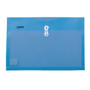 SOBRE OFICIO PLASTICO HORIZONTAL CON HILO SHFH AZUL OBSCURO ATADO DE 12 PZAS.