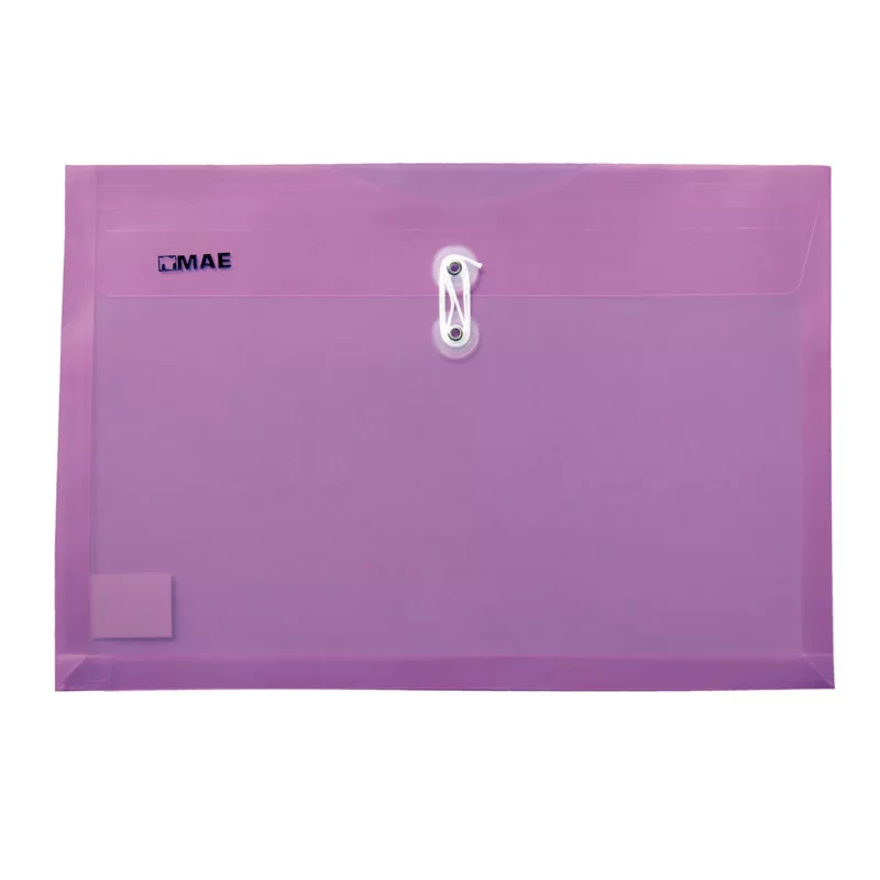 SOBRE OFICIO PLASTICO HORIZONTAL CON HILO SHFH MORADO ATADO DE 12 PZAS.