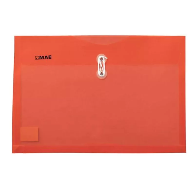 SOBRE OFICIO PLASTICO HORIZONTAL CON HILO SHFH NARANJA ATADO DE 12 PZAS.