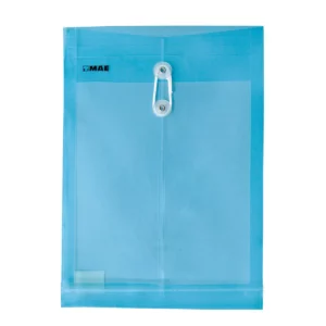 SOBRE OFICIO PLASTICO VERTICAL C/HILO SHFV AZUL ATADO DE 12 PZAS.