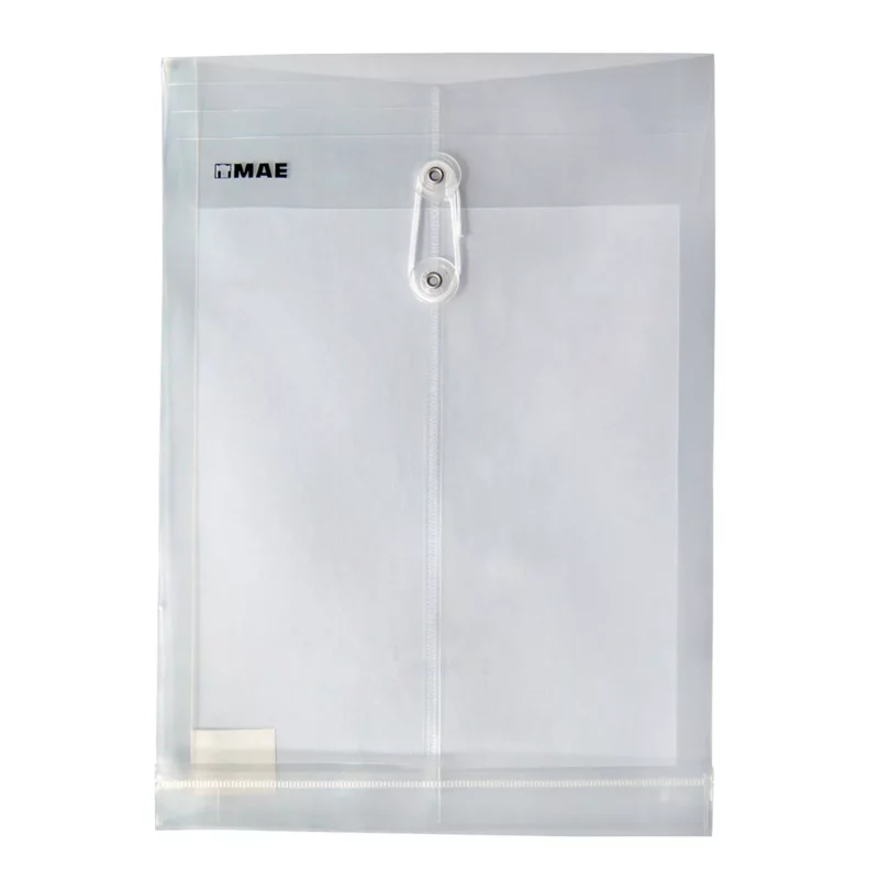 SOBRE OFICIO PLASTICO VERTICAL CON HILO SHFV TRANSPARENTE ATADO DE 12 PZAS.