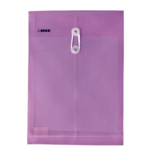 SOBRE OFICIO PLASTICO VERTICAL CON HILO SHFV MORADO ATADO DE 12 PZAS.