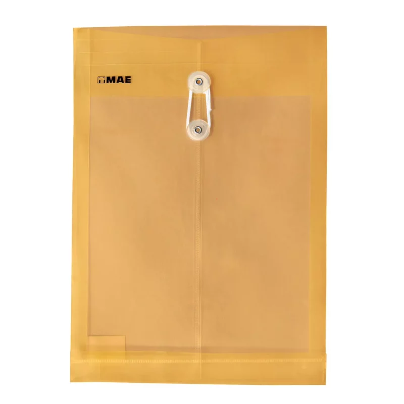 SOBRE OFICIO PLASTICO VERTICAL CON HILO SHFV NARANJA ATADO DE 12 PZAS.