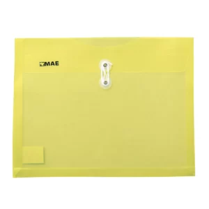 SOBRE CARTA PLASTICO HORIZONTAL CON HILO AMARILLO SHAH ATADO DE 12 PZAS.