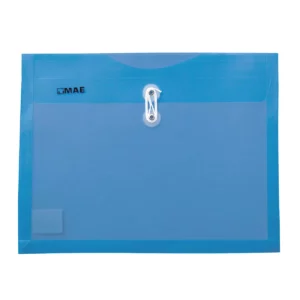 SOBRE CARTA PLASTICO HORIZONTAL CON HILO SHAH AZUL ATADO DE 12 PZAS.