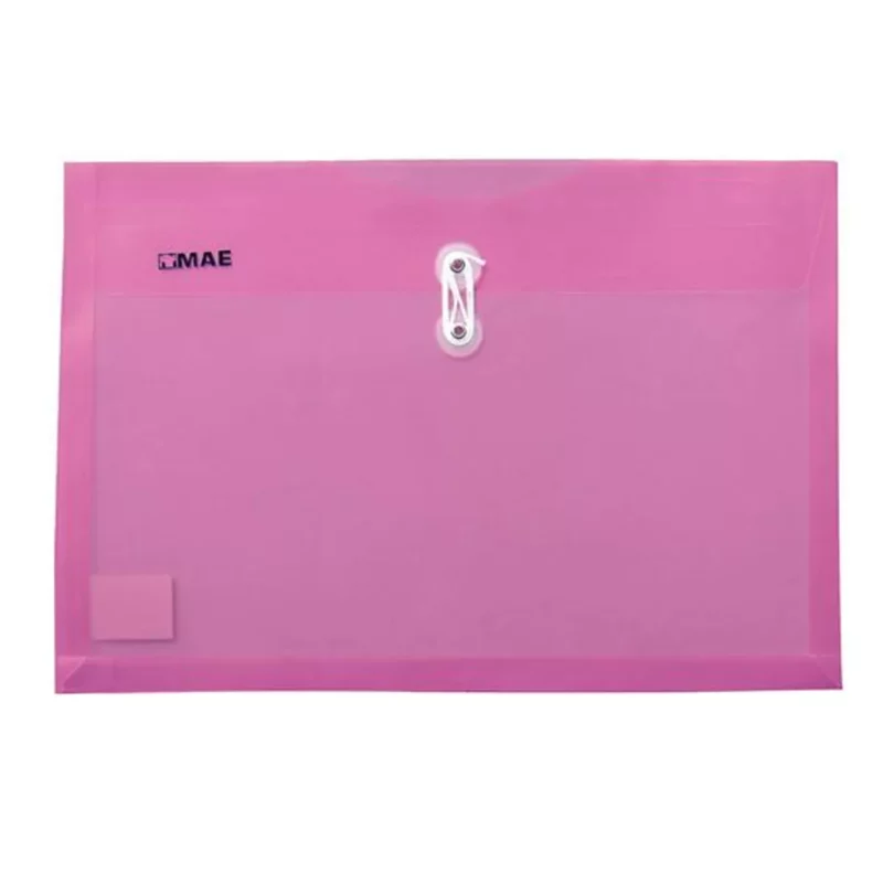 SOBRE CARTA PLASTICO HORIZONTAL CON HILO SHAH ROSA ATADO DE 12 PZAS.