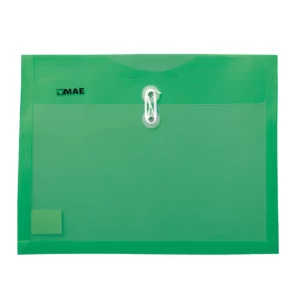 SOBRE CARTA PLASTICO HORIZONTAL CON HILO SHAH VERDE ATADO DE 12 PZAS.