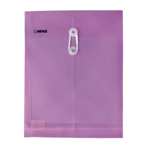 SOBRE CARTA PLASTICO VERTICAL CON HILO SHAV MORADO ATADO DE 12 PZAS.