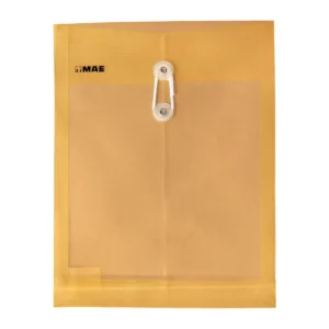 SOBRE CARTA PLASTICO VERTICAL CON HILO SHAV NARANJA ATADO DE 12 PZAS.