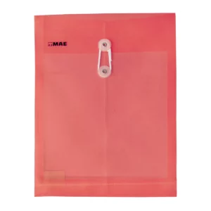 SOBRE CARTA PLASTICO VERTICAL CON HILO SHAV ROJO ATADO DE 12 PZAS.