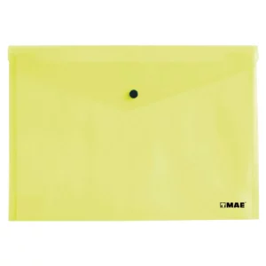 SOBRE OFICIO PLASTICO HORIZONTAL CON BROCHE SBFH AMARILLO ATADO DE 12 PZAS.