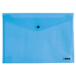 SOBRE OFICIO PLASTICO HORIZONTAL CON BROCHE SBFH AZUL ATADO DE 12 PZAS.