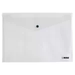 SOBRE OFICIO PLASTICO HORIZONTAL CON BROCHE SBFH TRANSPARENTE ATADO DE 12 PZAS.