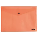 SOBRE OFICIO PLASTICO HORIZONTAL CON BROCHE SBFH NARANJA ATADO DE 12 PZAS.