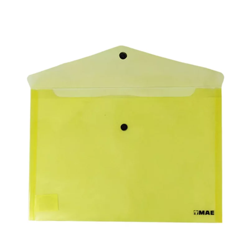 SOBRE CARTA PLASTICO HORIZONTAL CON BROCHE SBAH AMARILLO ATADO DE 12 PZAS.