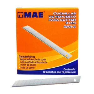 REPUESTO PARA CUTTER C/10 9MM CHICO RCC9 ATADO DE 10 PZAS.