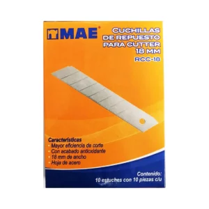 REPUESTO PARA CUTTER C/10 18MM GRANDE RCC18 ATADO DE 10 PZAS.