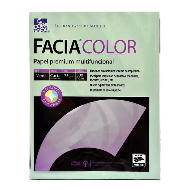 PAPEL FACIA BOND CARTA 37KG VERDE