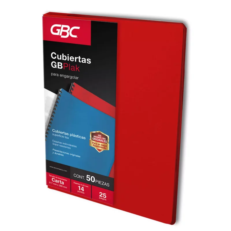 CUBIERTA CARTA GBPLAK 25JG LISO ROJO