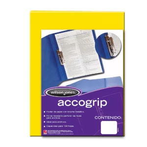 FOLDER OFICIO ACCOGRIP PALANCA AMARILLO ATADO DE 4 PZAS.