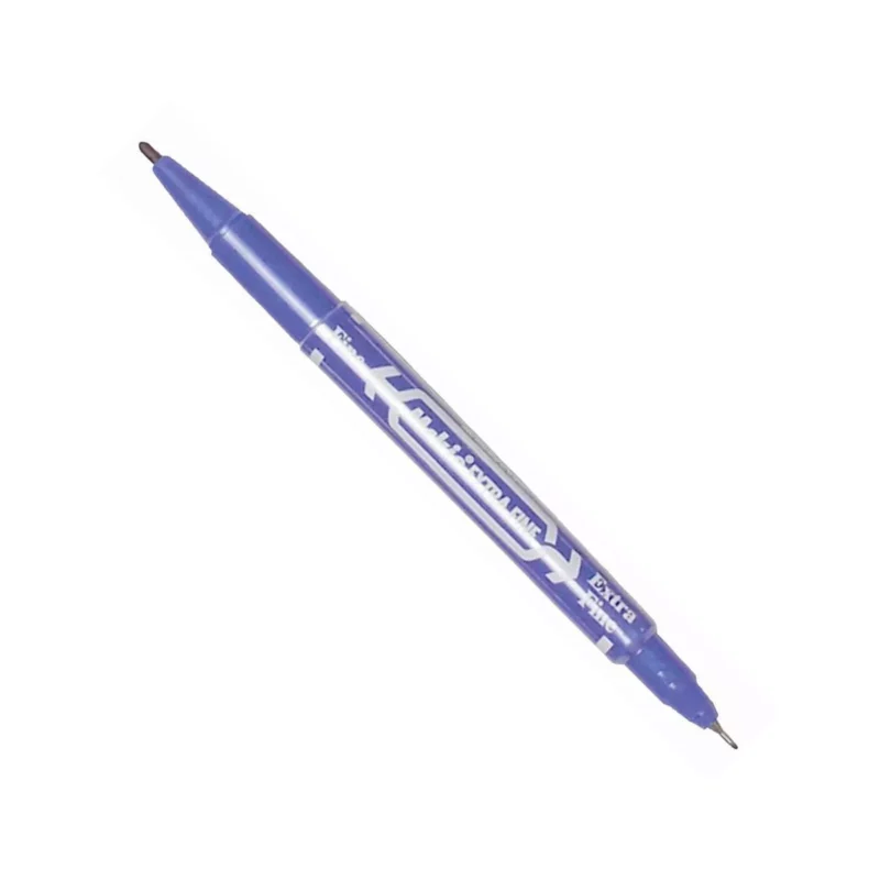 MARCADOR MCKIE DOBLE PUNTO FINO Y EXTRA FINO 4001 AZUL ATADO DE 12 PZAS.
