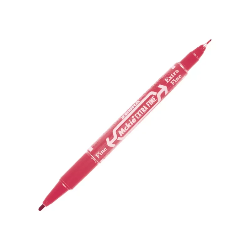 MARCADOR MCKIE DOBLE PUNTO FINO Y EXTRA FINO 4002 ROJO ATADO DE 12 PZAS.