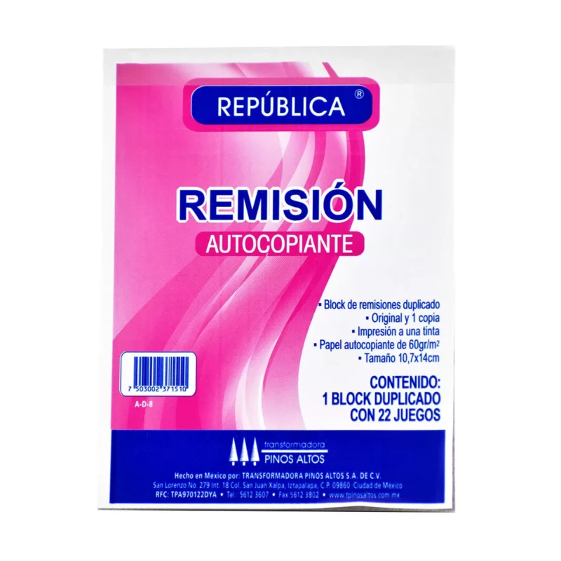 BLOCK REMISION AUTOCOP 1/8 AD8 ATADO DE 10 PZAS.