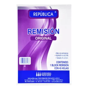 BLOCK REMISION REPUBLICA ESQUELA ORIG EO ATADO DE 10 PZAS.