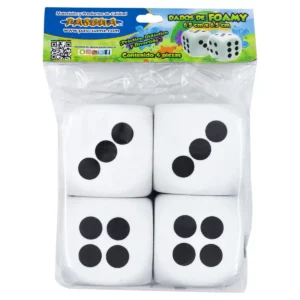 DADOS DE FOAMY 6.5X6.5CMS C/4 BLANCO/NEGRO