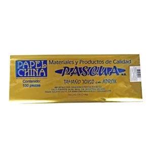 PAPEL CHINA PASCUA DORADO ATADO DE 100 PZAS.
