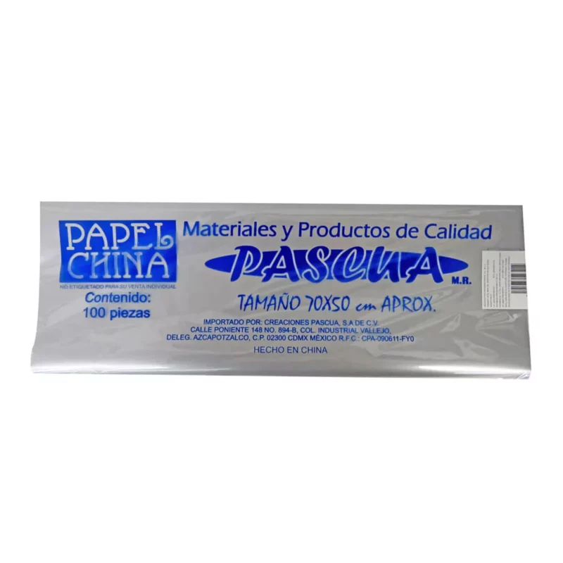 PAPEL CHINA PASCUA PLATA ATADO DE 100 PZAS.