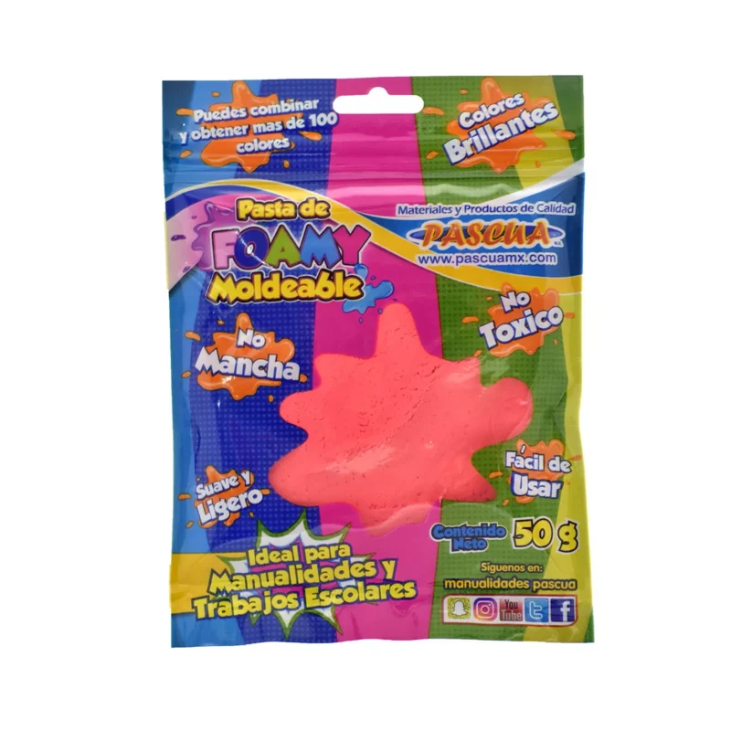 FOAMY MOLDEABLE PASCUA 50G MAGENTA ATADO DE 2 PZAS.