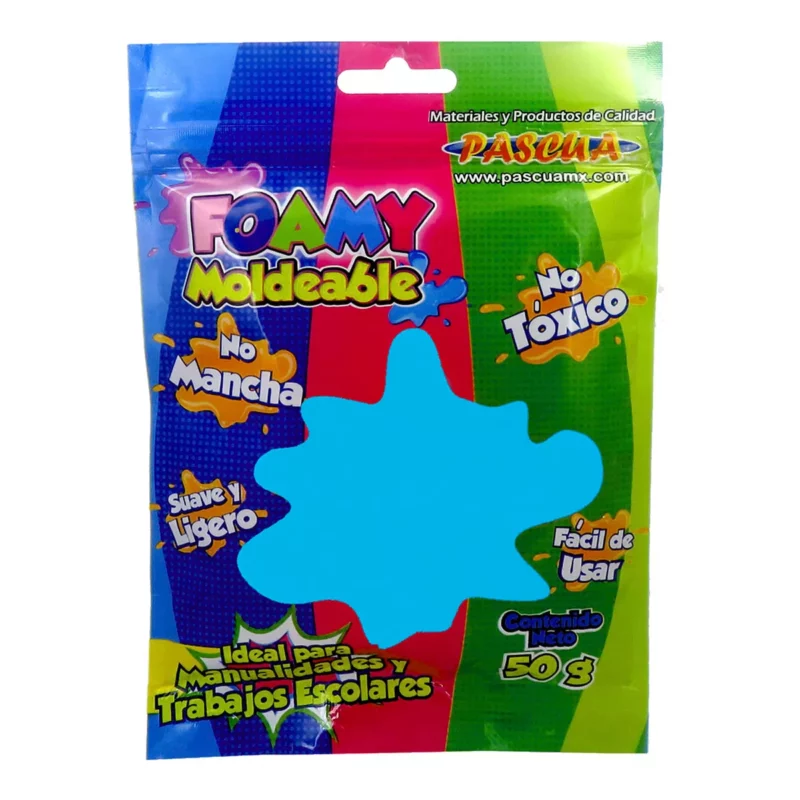 FOAMY MOLDEABLE PASCUA 50G AZUL ELECTRICO ATADO DE 2 PZAS.