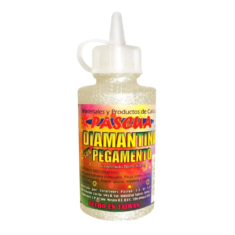 PEGAMENTO CON DIAMANTINA 60ML PERLA ATADO DE 6 PZAS.