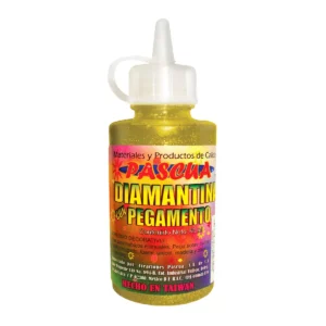 PEGAMENTO CON DIAMANTINA 60ML AMARILLO CLARO ATADO DE 6 PZAS.