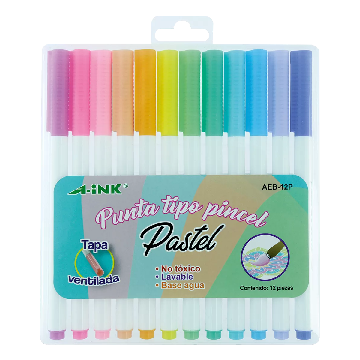 PLUMON PUNTA PINCEL C/12 PASTEL AEB-12P