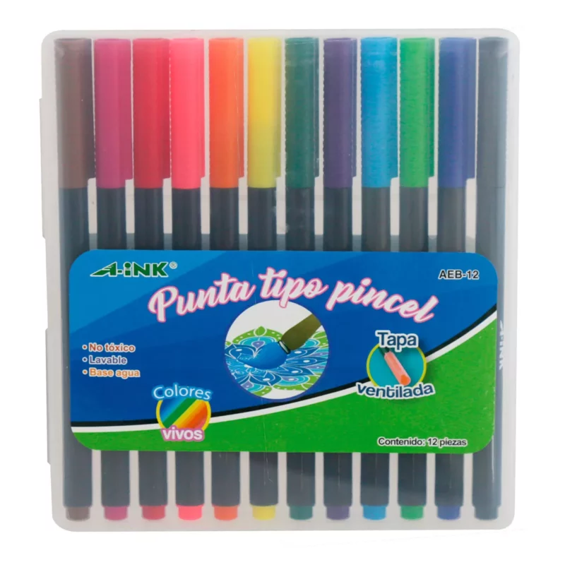 PLUMON PUNTA PINCEL C/12 COLORES AEB12