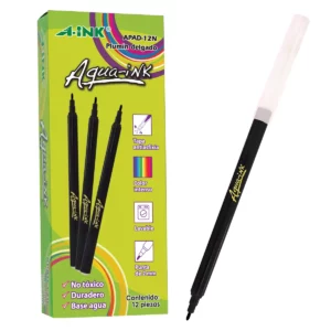 PLUMON DELGADO AQUA-INK APAD12 NEGRO ATADO DE 12 PZAS.
