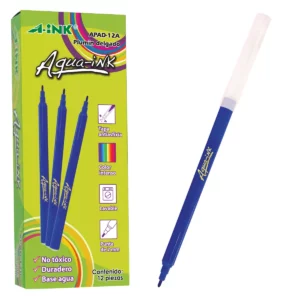 PLUMON DELGADO AQUA-INK APAD12 AZUL ATADO DE 12 PZAS.